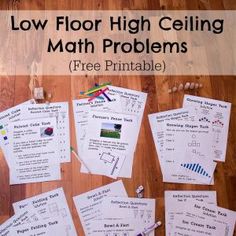 four math problems with the text low floor high ceilinging math problems for grade 4 - 6 free printable including answer key