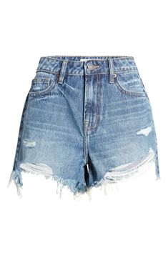 Every rip, tear and bit of wear makes these nonstretch denim cutoffs seem as though they are a beloved remnant of your very own jeans. 100% cotton Machine wash, tumble dry Imported Distressed Cutoff Jean Shorts, Trendy Distressed Cutoff Jean Shorts, Jeans High Waist, Denim Cutoff Shorts, Denim Cutoffs, High Waist Jeans, Cut Off, Denim Shorts, High Waist