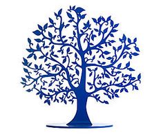 a blue tree with leaves on it is cut out from the paper and placed in front of a white background