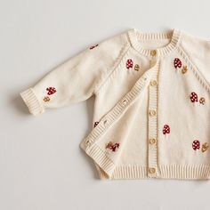 This beautiful cardigan is perfect for this winter season. Comfortable fit and suitable for any occasion Playful Knit Long Sleeve Outerwear, Playful Knit Cardigan For Fall, Cute Cream Cotton Cardigan, Playful Long Sleeve Knit Cardigan, Playful Winter Cardigan, Playful White Winter Cardigan, Princess Dress For Birthday, Birthday Toddler Girl, Mushroom Girl