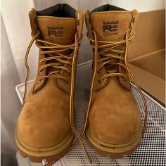 Only Used Once/Twice. Basically Brand New. Timberland Pro, Steel Toe Boots, Timberlands Shoes, Timberlands Women, Toe Boots, Moto Boots, Yellow Orange, Orange Yellow, Color Orange