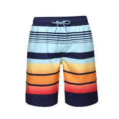 PRICES MAY VARY. Mesh Lining; Elastic-drawstring waistband closure Peach finished Breathable fabric that is durable, breathable and lightweight in dry and wet conditions UPF 50+ quick dry water repellent microfibers improve the water-resistant in the swim trunks and provide excellent sun protection and durability Swim trunks features side pockets and a velcro-patch eyelet back pocket providing plenty of options for storage Standard U.S. Sizing [Please refer to size chart on the product image]; M Striped Swim Trunks For Vacation In Spring, Sporty Striped Swimwear For Beach Season, Blue Bottoms With Contrast Stripes For Summer, Striped Swim Trunks For Swimming, Striped Swim Trunks For Swimming Beachwear, Striped Swim Trunks For Beachwear, Sporty Striped Swim Trunks For Summer, Sporty Striped Swimwear For Vacation, Blue Vertical Stripes Bottoms For Summer