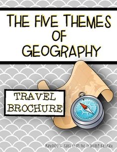 the five themes of geography travel brochure with an image of a hand holding