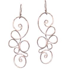 "Hammered swirls, about 2-1/2\". Available in 14k gold filled & sterling silver, 14k rose gold filled **We now offer LAYAWAY**Please read our policy section for more info - http://www.etsy.com/shop/CalicoJunoJewelry/policy" Elegant Hand Forged Swirl Earrings, Elegant Swirl Shaped Hand Forged Earrings, Swirl Earrings, Vermeil Jewelry, Lemon Quartz, Garnet Gemstone, Gold Plated Silver, Pink Tourmaline, Bronx