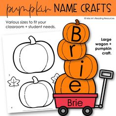 pumpkin themed name crafts for kids to practice their handwriting and writing skills with the letter b