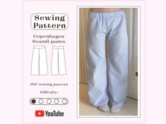 the sewing pattern is shown for this women's pajama pants