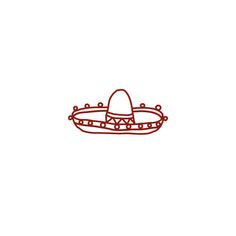 an outline drawing of a sombrero on a white background with red trimmings