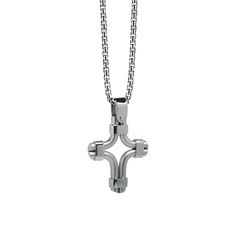 "Modern trendy brushed and high polished Stainless Steel Cross pendant. Totally hand made with a Unique innovative technique: This Cross Design doesn't contain any soldering material, the parts are assembled just by the compression of the metal itself. Exclusive Design by Vincenzo Taormina Cross Collection Hypoallergenic 316 Stainless Steel Measurement: (approx) 50mm Long - 30mm Wide Available with black textile cord or box stainless steel chain Length available from 14\" to 26\"  This Item is Specifically crafted for you, will ship in 1 to 2 weeks - Free USA Shipping NEWS! An exclusive Special Orders Service is now available to make dreams a reality: a Taormina creation designed to order is produced exactly as requested. Whether it's one of our original design or a new twist to an existin Modern Crucifix Cross Necklace As Gift, Modern Stainless Steel Cross Pendant Necklace, Modern Stainless Steel Cross Necklace For Gift, Modern Stainless Steel Cross Jewelry, Modern Silver Necklace With Cross Pendant, Modern Cross Necklace As A Gift, Modern Silver Cross Pendant Necklace, Stainless Steel Cross Pendant, Steel Cross