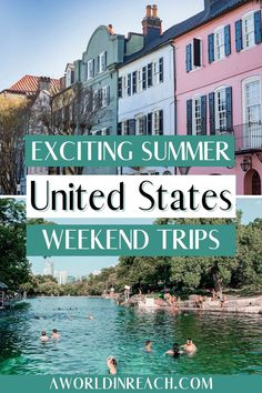 people swimming in the water with text overlay reading exciting summer united states weekend trips