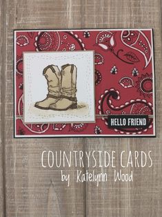 a card with a cowboy boot on it