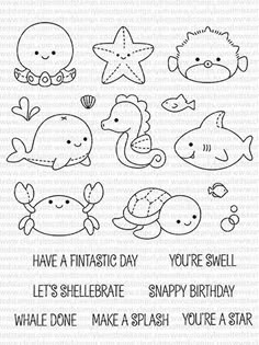 some cute little sea animals stamp set