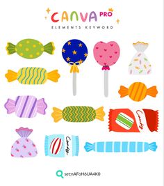 candy lollipops and candies are arranged on a stick