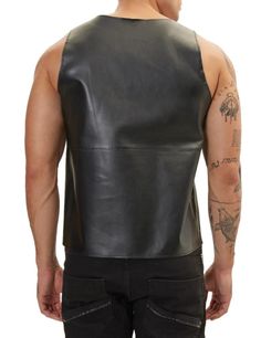 Introducing our exclusive Black Leather Tank Top, designed to meet the demands of fashion-forward individuals. Crafted with precision from premium Nappa Sheepskin Leather, this tank top offers a combination of style, comfort, and durability. The soft and smooth texture, complemented by polyester lining, ensures a luxurious wearing experience. Immerse yourself in the world of sophistication and style with our black leather tank top. The premium Nappa Sheepskin Leather provides a luxurious feel an Leather Tank Top, Mens Black Leather, Leather Shirt, Social Gathering, Smooth Texture, Quality Fashion, Black Tank Tops, Step Up, Fashion Games