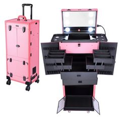 "Features: - Byootique large-capacity makeup case, featuring multiple drawers, one with 4 extendable trays for cosmetics and brush holder on the doors, making you get rid of clutter - Durable UL power cord and bulbs, perfectly design for lighted makeup case, we also sell it for replacement, search \"Byootique Makeup Case Replacement\" or our brand store, find it for this make up case - Extendable tool holders made of aluminum alloy frame and PP fire-proof plate for holding hot blow dryer, iron a Camera Ready Makeup, Rangement Makeup, Rolling Makeup Case, Festival Make Up, Alat Makeup, Makeup Room, Train Case, Pink Makeup, Beauty Room