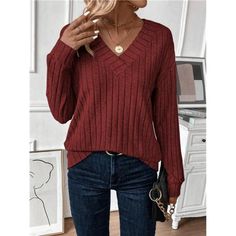 -Item Id 38519215 -Details: High Low, Split, Rib-Knit -Neckline: V Neck -Type: Pullovers -Color: Burgundy -Sleeve Length: Long Sleeve -Length: Regular -Fit Type: Regular Fit -Fabric: Medium Stretch -Material: Knitted Fabric -Composition: 94% Polyester, 6% Elastane -Care Instructions: Machine Wash Or Professional Dry Clean -Temperature: Spring/Fall (18-25/63-77) -Sheer: No **Open To Offers!!!** **Bundle To Save More** **30% Off Bundles Of 2 Or More Items!!** ***Orders Go Out Within 5-10 Business Days!! Thank You For Your Patience!! Multiple Sizes And Colors Available In Most Styles Don't See Your Size Or Color Listed, Just Ask. Solid Ribbed V-neck Knit Top, Casual Solid Stretch V-neck Sweater, Ribbed V-neck Top With Relaxed Fit, Knitted V-neck Top For Work, Stretch V-neck Sweater With Ribbed Neckline, Solid Color Knit V-neck Top, Solid Color V-neck Top For Fall, Fall V-neck Solid Color Tops, Knitted Cotton V-neck Top