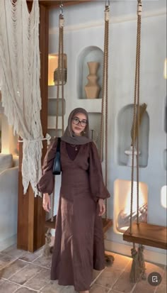 Hijabi Wrap Dress, Brand Dress To Impress Outfit, Brown Hijab Outfit, Modest Summer Fits, Halal Outfits, Aesthetic Muslim Outfits, Modest Hijabi Fashion