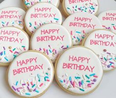 birthday cookies with happy birthday written on them