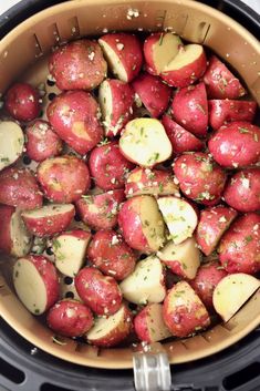 the potatoes have been seasoned and are ready to be cooked in the slow cooker