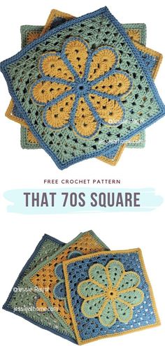 Crochet Square Types Of Granny Square Crochet, Nature Granny Square Pattern, Vintage Crochet Granny Squares, Crochet Octagon Granny Square, Geometric Granny Square Crochet, Snail Granny Square, Extra Large Granny Square Pattern, Moon Granny Square Free Pattern, Cool Granny Squares Free Pattern