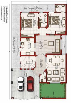 the floor plan for a two bedroom apartment with an attached garage and living room area