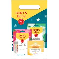 Unwrap a little joy this holiday season with this Burt's Bees Mask Bundle Gift Set. Instantly hydrate and define your lips with the lip mask, formulated with a blend of natural ingredients like meadowfoam seed and almond oils. Infused with natures finest ingredients, including kokum butter, shea butter and antioxidant-rich marula oil, the Ultra Conditioning Lip Balm melts on your lips, leaving them soft and super smooth. Two different sheet masks let you customize your skin care needs for the da Origins Skincare, Lip Balm Gift, Kokum Butter, Face Sheet Mask, Marula Oil, Sheet Masks, Moisturizing Lip Balm, Hydrating Mask, Skin Care Gifts