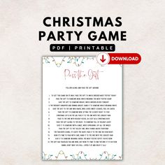 a christmas party game with the text printable