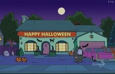 the simpsons house is decorated for halloween