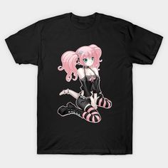 cute and demonic gothic girl -- Choose from our vast selection of Crewneck and V-Neck T-Shirts to match with your favorite design to make the perfect graphic T-Shirt. Pick your favorite: Classic, Boxy, Tri-Blend, V-Neck, or Premium. Customize your color! For men and women. Edgy Anime Print T-shirt For Alternative Fashion, Edgy Anime Print T-shirt For Streetwear, Emo Black T-shirt With Graphic Design, Punk Graphic Print T-shirt For Cosplay, Punk Anime Print T-shirt For Cosplay, Black Punk T-shirt With Character Print, Halloween Anime Print Grunge T-shirt, Emo Anime Print Tops For Halloween, Punk Anime Print Halloween Top