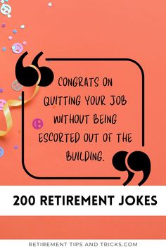 an orange background with the words 20 retirement jokes