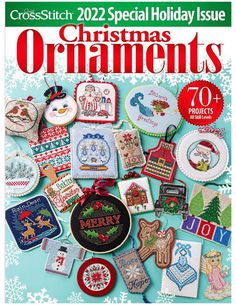 the cover of cross stitch christmas ornaments magazine, which is featured in an article about how to