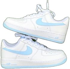 Blue Custom Air Force 1, Nike Custom, Custom Made Shoes, Custom Air Force 1, Sneaker Stores, Custom Nikes, Custom Baby, Air Force 1, Baby Blue