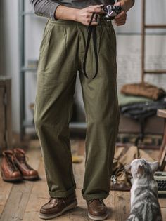 Military gurkha pants was used by the elite units called gurkha.  

Gurkha trousers is characterized by double pleats in the front, a high waist, and special buckles on both sides of the hips.

Our version of Gurkha's is more tailored, detail oriented and crafted from highest quality cotton twill fabrics Chinos Pants, Cotton Twill Fabric, Cotton Twill, Mens Pants, Casual Pants, Work Wear, Trousers, Slim Fit, Pants