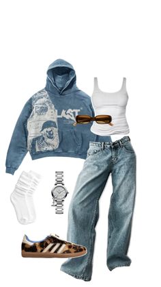 fit inspo, cheetah sambas, sambas, adidas samba, blue sweater, hoodie Adidas Samba Blue, Blue Hoodie Outfit, Sambas Adidas, Essentials Clothing, Teen Swag Outfits, Shoes Outfit Fashion