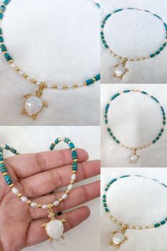 Mother of pearl Sea Turtle Necklace .................................... MATERIAL AND SIZE Mother of pearl and cubic zirconia turtle Turquoise puka and pearl beads 18k Gold filled beads Charm size: 2.5cm x 2cm Necklace length: 14, 16 or 18 inches …………………………………. Pearl Strand Jewelry With Charm, Pearl Strand Jewelry With Pearl Charm, Round Pearl Bead Jewelry For Vacation, Beach Jewelry With Pearl Chain And Round Beads, Summer Necklace Beach, Sea Turtle Necklace, Beach Necklace, Beads Charm, Jewelry Beach