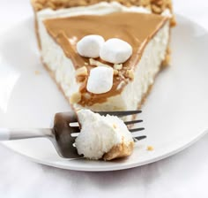 a slice of pie with marshmallows on top