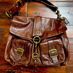 This Bag Is So Pretty, Holds A Bunch Of Stuff. I Used As A Work Bag A Long Time Ago. It’s Pretty Heavy Because Of The High Quality Leather And Hardware Plus It’s Size. 13in Tall From Bottom To Top Of The Front Of The Bag Under The Flap. 16in Wide 4in Deep Flap Is 7in Leather Satchel Bag, Work Bag, Satchel Bag, Long Time Ago, Leather Satchel, High Quality Leather, Satchel Bags, So Pretty, Coach Bags