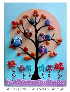 an image of a tree with owls on it