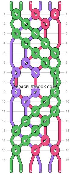 the diagram shows how to make an interlaced chain with different colors and numbers