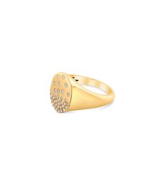 Diamond Celestial Pinky Ring - 14K  - Olive & Chain Fine Jewelry Gold Signet Ring With Pave Setting For Formal Occasions, Luxury Cubic Zirconia Signet Ring With Polished Finish, Formal Gold Signet Ring With Pave Setting, Formal 14k Gold Signet Ring With Pave Setting, Luxury 14k Gold Signet Ring With Single Cut Diamonds, Diamond Pave Setting Timeless Signet Ring, Timeless Diamond Signet Ring With Pave Setting, Yellow Gold Cubic Zirconia Signet Ring With Pave Setting, Elegant Gold Signet Ring With Pave Setting