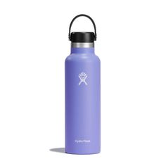 the hydro flask water bottle is shown in light blue