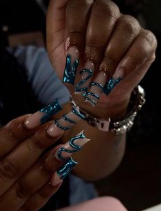 3d Nail Designs, Chrome Nails Designs, Acrylic Toe Nails, Blue Acrylic Nails, Drip Nails, Colored Acrylic Nails, Culture Magazine, French Acrylic Nails