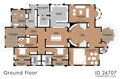 the ground plan for an apartment with two floors and three bedroom apartments on each floor