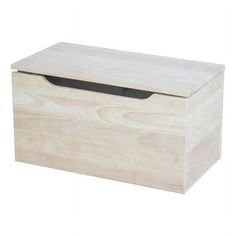 a large wooden box with a black handle on the top and bottom, sitting in front of a white background