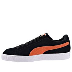 PUMA Suede Classic Low-Top Board Shoes Orange/Black 365347-38 (SNKR/Skate/Low Top) Orange Suede Lace-up Sneakers, Orange High-top Skateboarding Sneakers, Orange High-top Sneakers For Skateboarding, Orange High-top Skate Shoes With Contrast Sole, Orange Sneakers With Gum Sole For Skateboarding, Orange Skate Shoes With Contrast Sole For Streetwear, Sporty Orange Sneakers For Skateboarding, Orange Cushioned Lace-up Skate Shoes, Orange Lace-up Skate Shoes With Cushioned Footbed