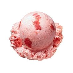 a scoop of pink ice cream with red sprinkles on it's surface