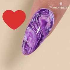 Hydrodip Nails, Gel Polish Designs Ideas, Acrylic Marker Nail Art, Purple Nail Art Simple, Marble Purple Nails, How To Do Marble Nails, Red And Purple Nails, Purple Marble Nails, Water Marble Nail Art