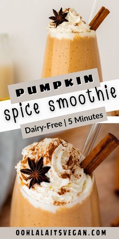 collage of pumpkin spice smoothie Pumpkin Spice Smoothie Recipe