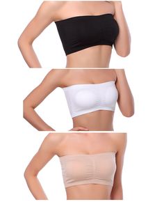 PRICES MAY VARY. Material: 92% Polyamide 8% Elastane Seamless strapless bandeau and very stretch. Front with lining, with removable pad. soft and comfortable, suitable for matching with dress, shirt, off shoulder styles. 7 colors available - - black, grey, nude, white, navy,wine red,green. 7 sizes available - - XS, S, M, L,XL, 2XL, 3XL Care Instruction: Machine Wash Cold, Gentle Cycle, Line Dry ,Do Not Bleach, Do Not Iron. Style：Seamless strapless Bandeau with removable pad.

Material: 92% Polya Wireless Strapless Bra, Tube Top Bra, Crop Tube Top, Strapless Bralette, Top Bra, Padded Bralette, Lace Bandeau, Strapless Bandeau, Bandeau Bra