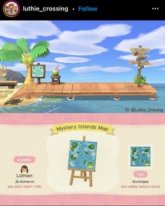 an image of a game screen with the words mystery island map and other items on it