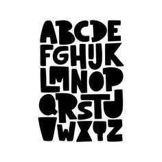 the alphabet is made up of letters that are black and white, with different font styles